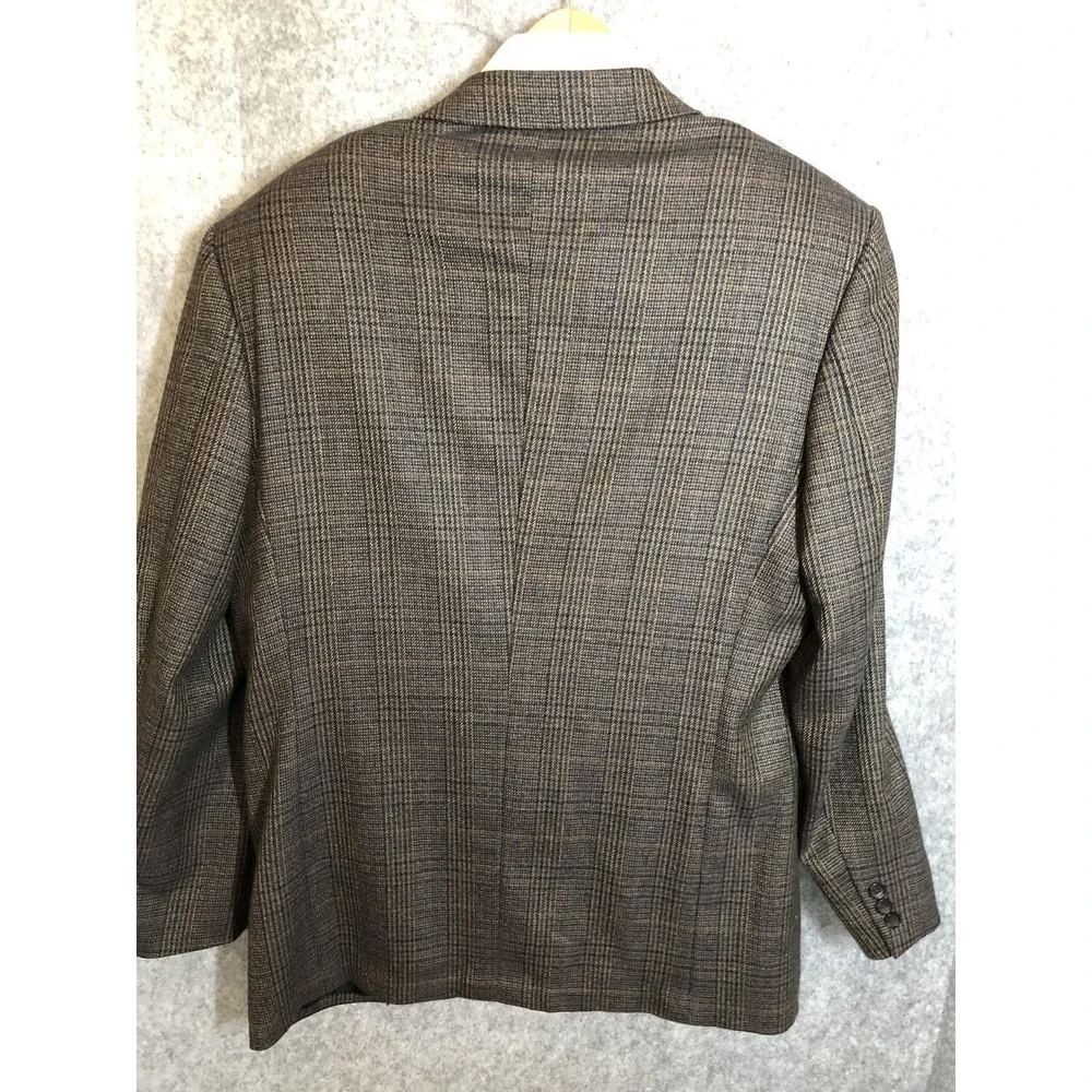 Joseph & Feiss International Sport Coat Mens 46 Regular Brown Gray Wool Plaid